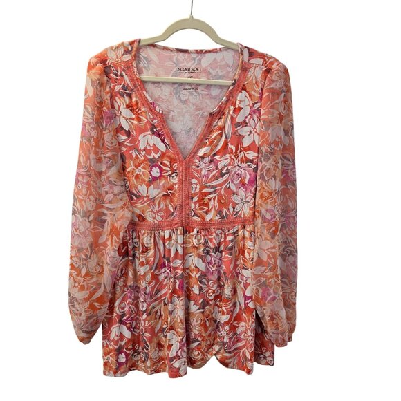 Torrid Super Soft Floral Peplum Top Size Torrid 2/2X - Picture 1 of 6